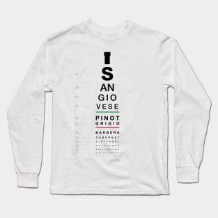 Typography, wine lover, eye test poster style Long Sleeve T-Shirt